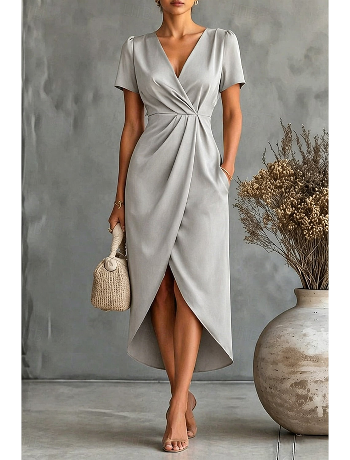 Zofia | Women's Wrap V-Neck Cocktail Dress with Tulip Hem