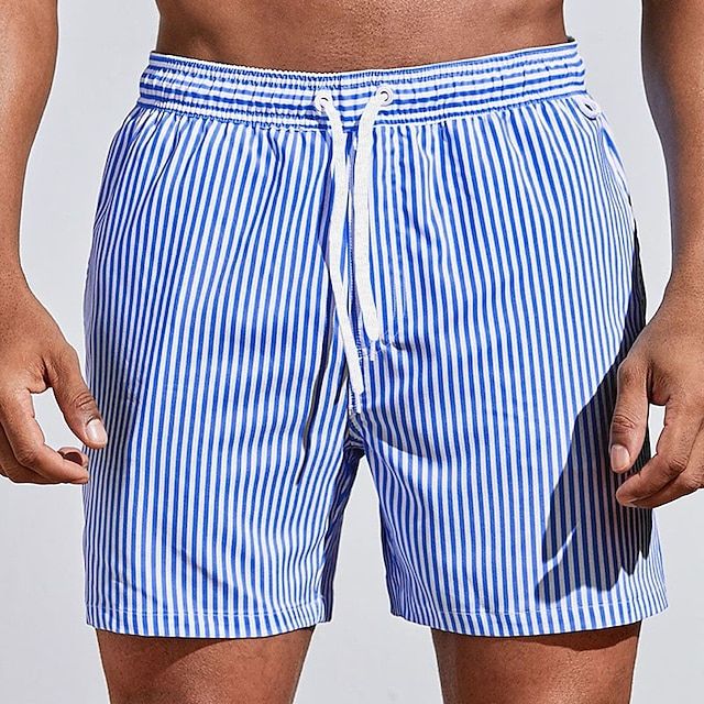 Leon | Men's Striped Drawstring Swim Shorts with Quick-Dry Comfort