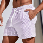 Leon | Men's Striped Drawstring Swim Shorts with Quick-Dry Comfort