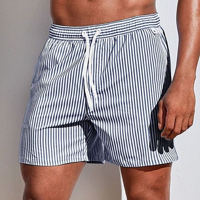 Leon | Men's Striped Drawstring Swim Shorts with Quick-Dry Comfort