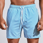 Leon | Men's Striped Drawstring Swim Shorts with Quick-Dry Comfort