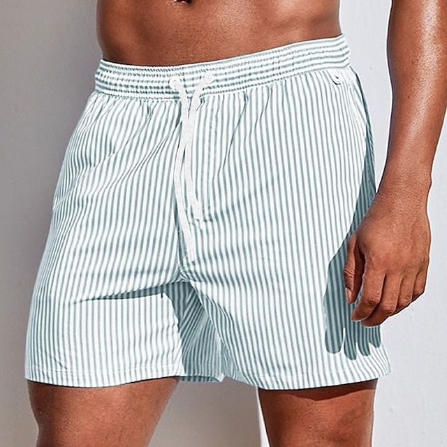 Leon | Men's Striped Drawstring Swim Shorts with Quick-Dry Comfort