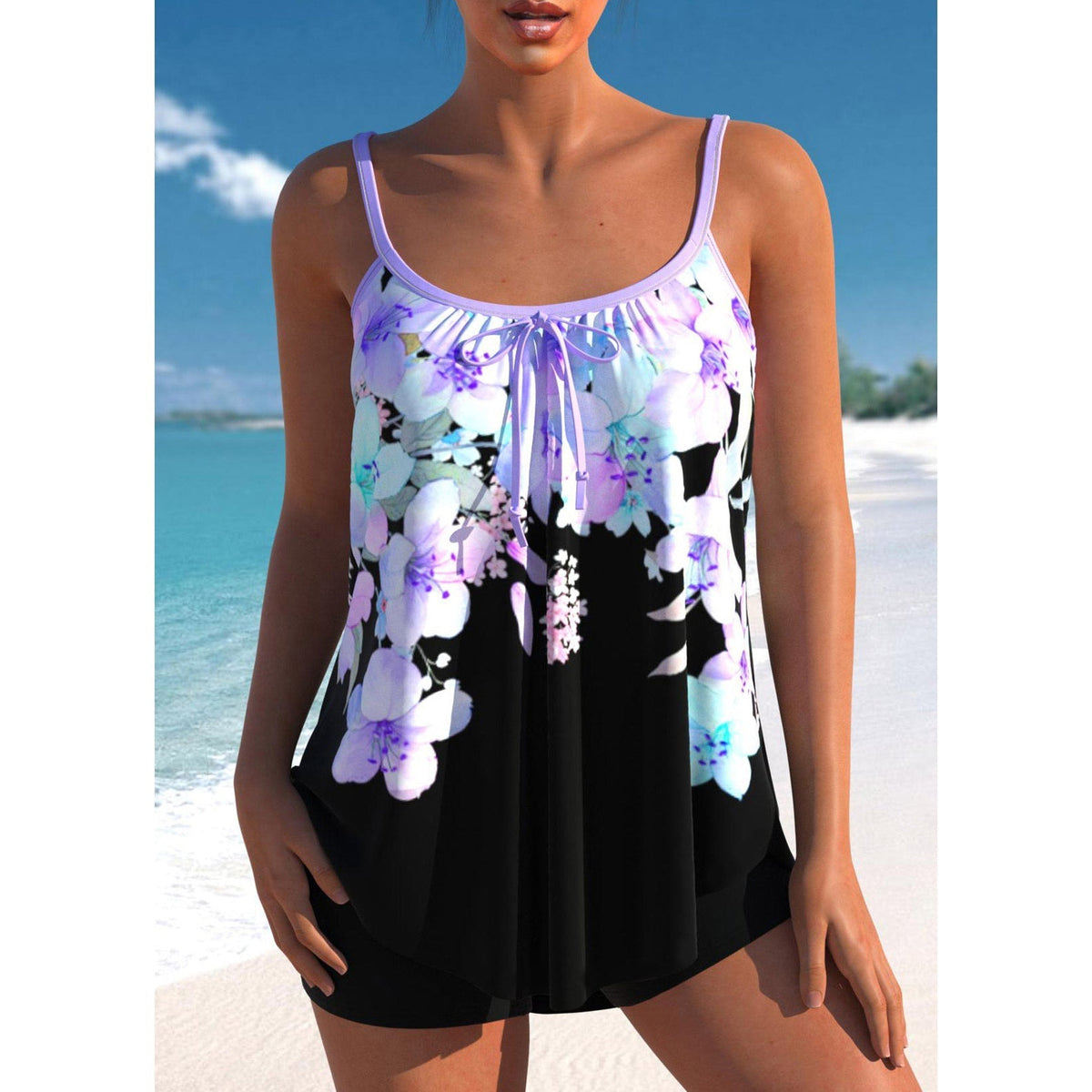 Alessia | Women's High-Waist Tie Tankini – Beach & Poolside