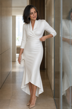 Philippa | Women's Wrap-Front Satin Midi Dress