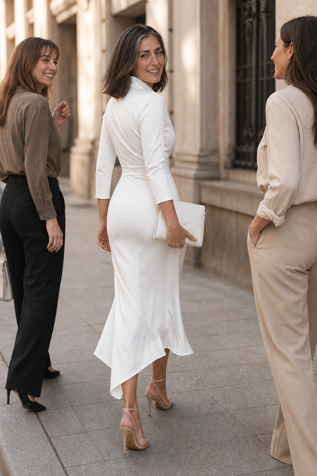 Philippa | Women's Wrap-Front Satin Midi Dress