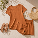 Isla | Women's Tulip-Hem Crossover Top and Shorts Set