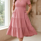 Laurence | Women's Tiered V-Neck Summer Maxi Dress