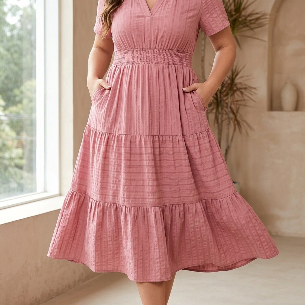 Laurence | Women's Tiered V-Neck Summer Maxi Dress