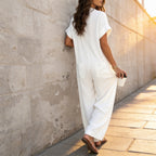 Naomi | Women's Wide-Leg Button-Front Shirt Collar Jumpsuit