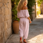 Rita | Women's Off-Shoulder Belted Jumpsuit with Ankle Cuff