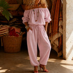 Rita | Women's Off-Shoulder Belted Jumpsuit with Ankle Cuff