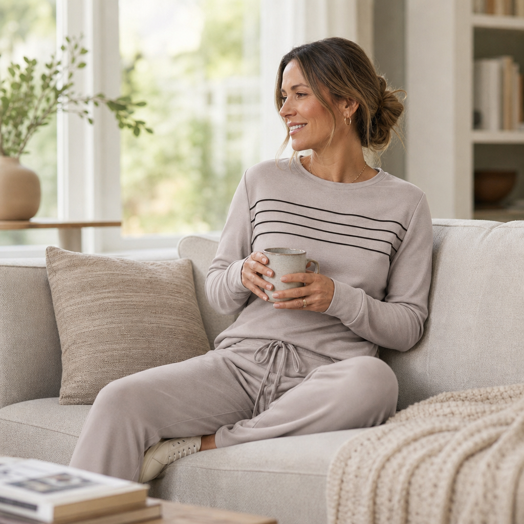 Isabeau | Women's Crew Neck Two-Piece Wide-Leg Lounge Set