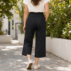 Laila | Women's Wide-Leg Cropped Pants with Pockets