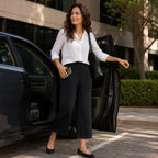 Laila | Women's Wide-Leg Cropped Pants with Pockets