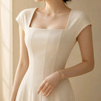 Nynke | Women's Square-Neck A-Line Midi Dress