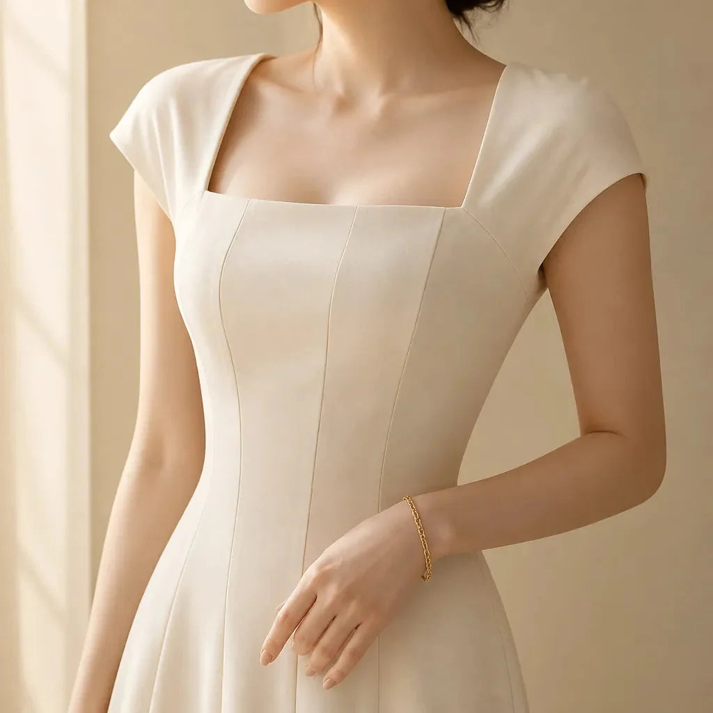 Nynke | Women's Square-Neck A-Line Midi Dress