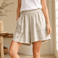 Delphi | Women's Wide-Leg Bermuda Shorts with Pockets and Elastic Waist