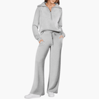 Renske | Women's Zip-Up Hooded Wide-Leg Lounge Set