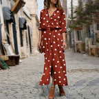 Enna | Women's Spot Print Button-Front Midi Dress