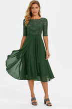 Melanie | Women's A-Line Midi Dress with Lace Detail