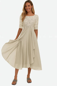 Melanie | Women's A-Line Midi Dress with Lace Detail