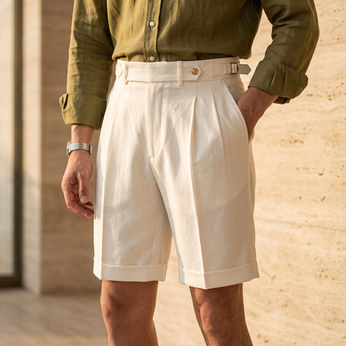 Aksel | Men's Pleated Gurkha Shorts - Smart Casual Weekend
