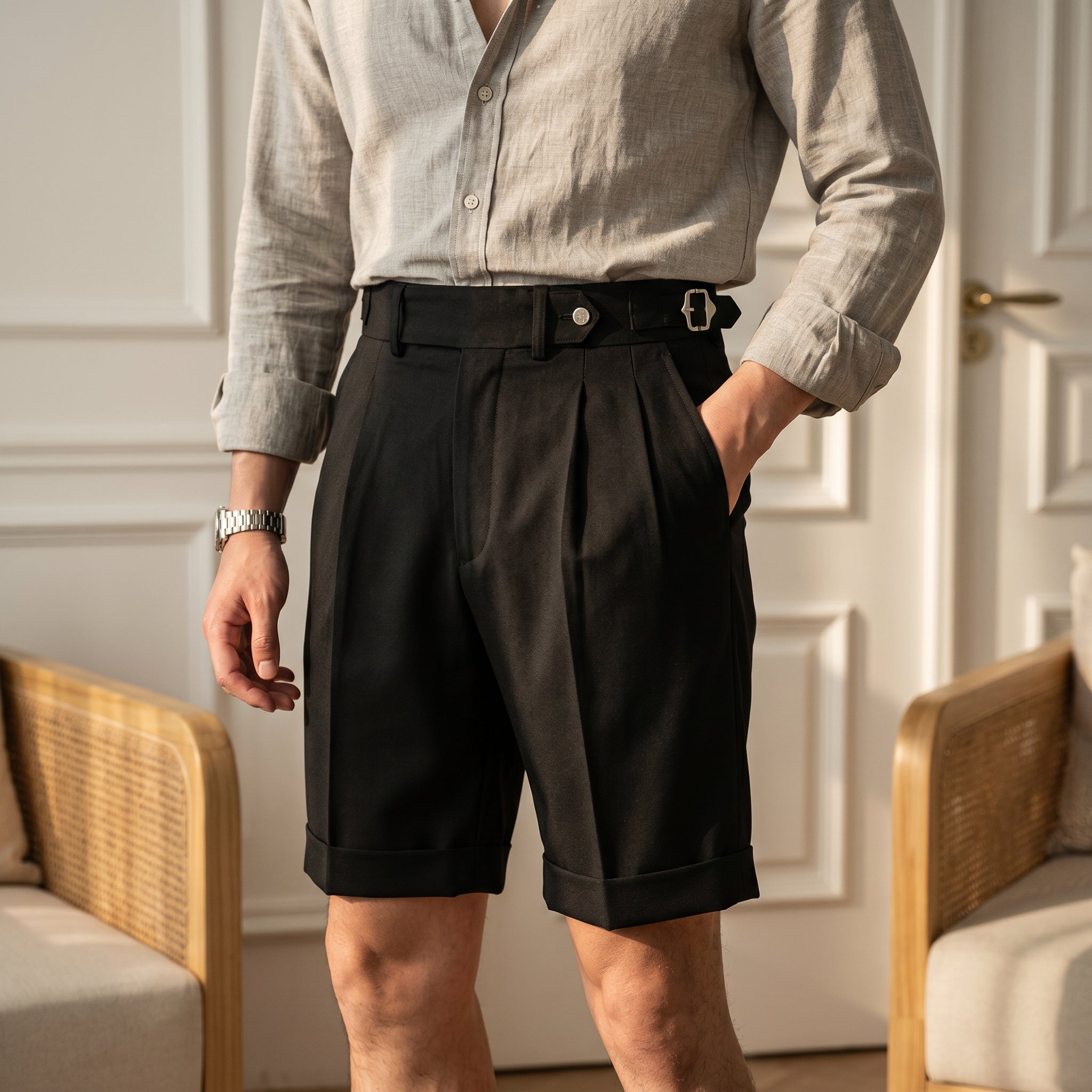 Aksel | Men's Pleated Gurkha Shorts - Smart Casual Weekend