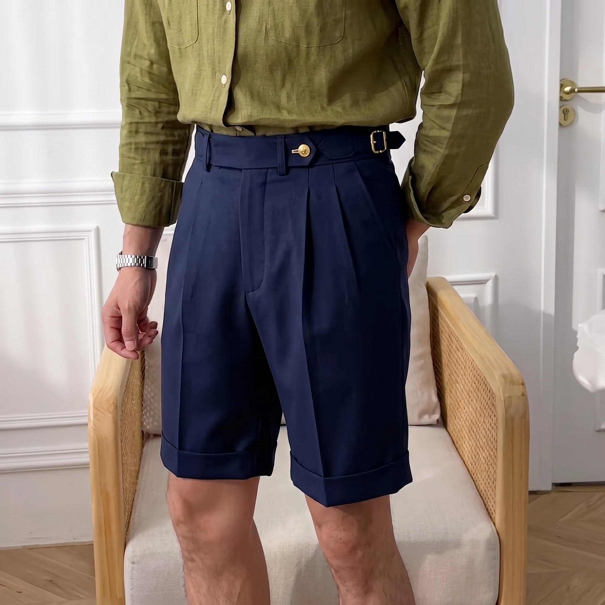 Aksel | Men's Pleated Gurkha Shorts - Smart Casual Weekend