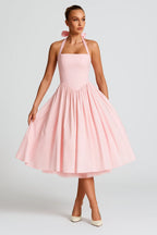 Oleandra | Women's Halter Neck A-Line Cocktail Dress Midi