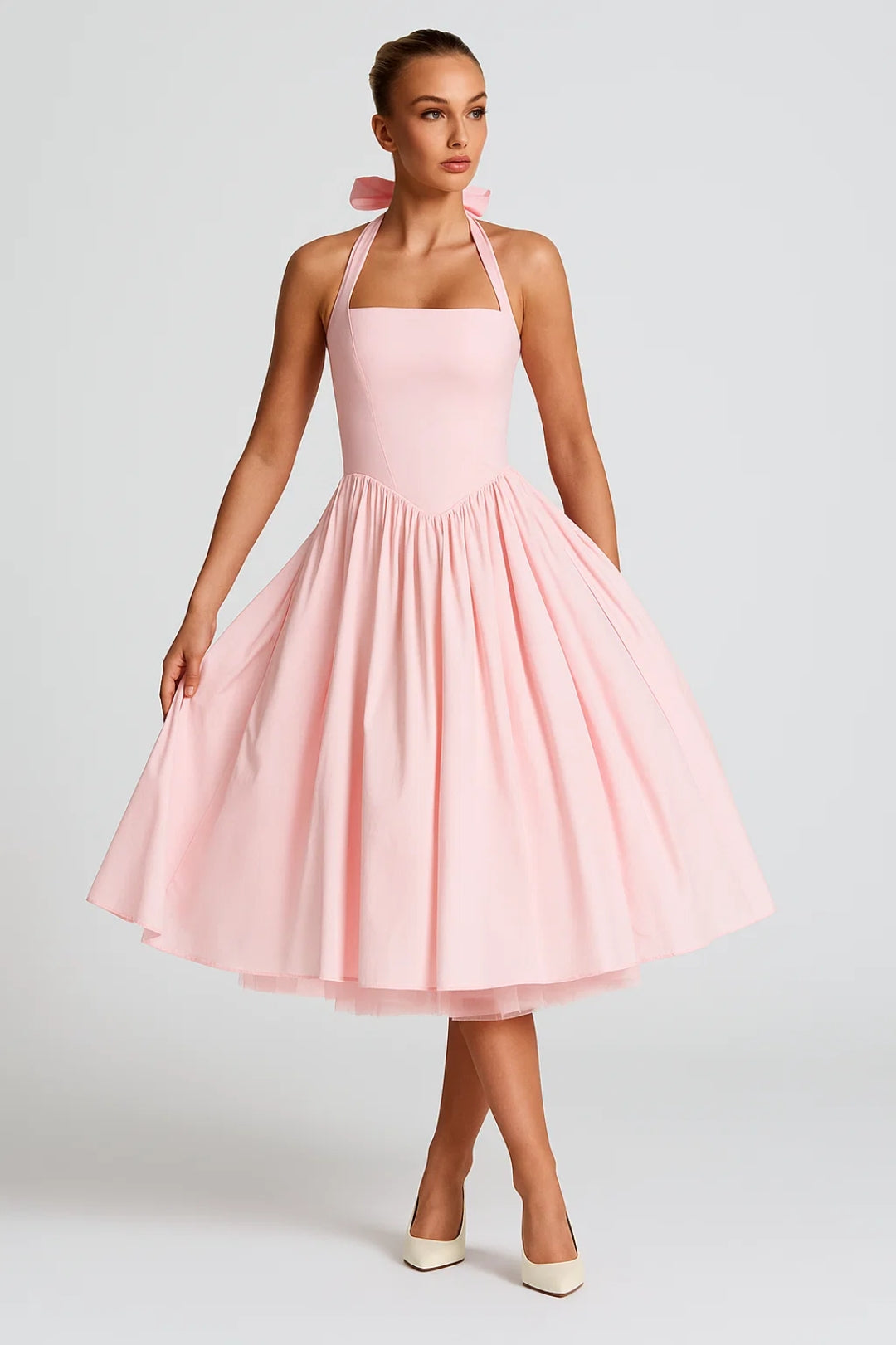 Oleandra | Women's Halter Neck A-Line Cocktail Dress Midi