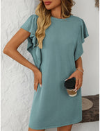 Ruby | Women's Striped A-Line Dress Ruffle Sleeve