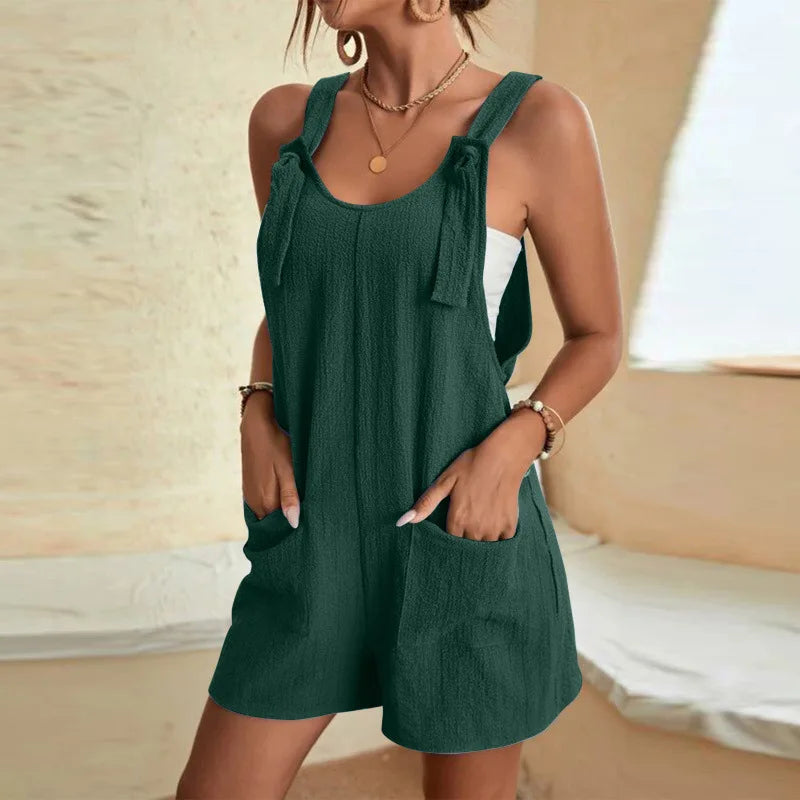 Caroline | Women's Belted Wide Leg Jumpsuit with Pockets