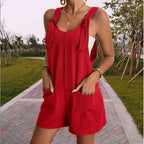 Caroline | Women's Belted Wide Leg Jumpsuit with Pockets