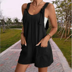 Caroline | Women's Belted Wide Leg Jumpsuit with Pockets