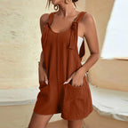 Caroline | Women's Belted Wide Leg Jumpsuit with Pockets