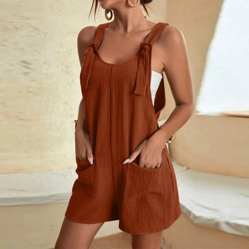Caroline | Women's Belted Wide Leg Jumpsuit with Pockets