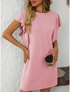 Ruby | Women's Striped A-Line Dress Ruffle Sleeve