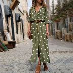 Enna | Women's Spot Print Button-Front Midi Dress