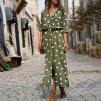 Enna | Women's Spot Print Button-Front Midi Dress