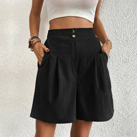 Nadia | Women's Wide-Leg High-Waist Pleated Shorts with Pockets