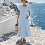 Leah | Asymmetric Button Midi Dress with Pockets for Women