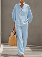 Jasmijn | Women's Two-Piece Set Batwing Sleeve Wide Leg