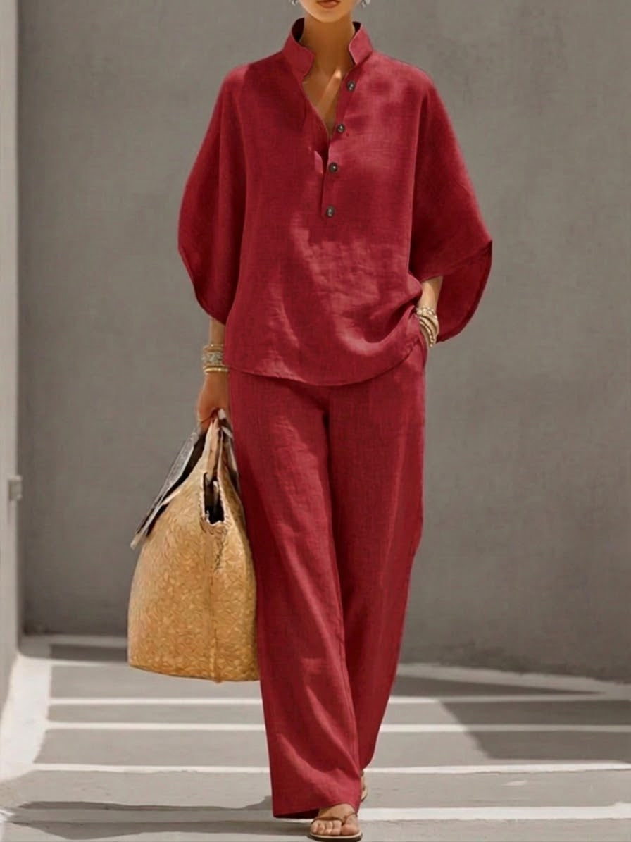 Jasmijn | Women's Two-Piece Set Batwing Sleeve Wide Leg