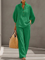Jasmijn | Women's Two-Piece Set Batwing Sleeve Wide Leg