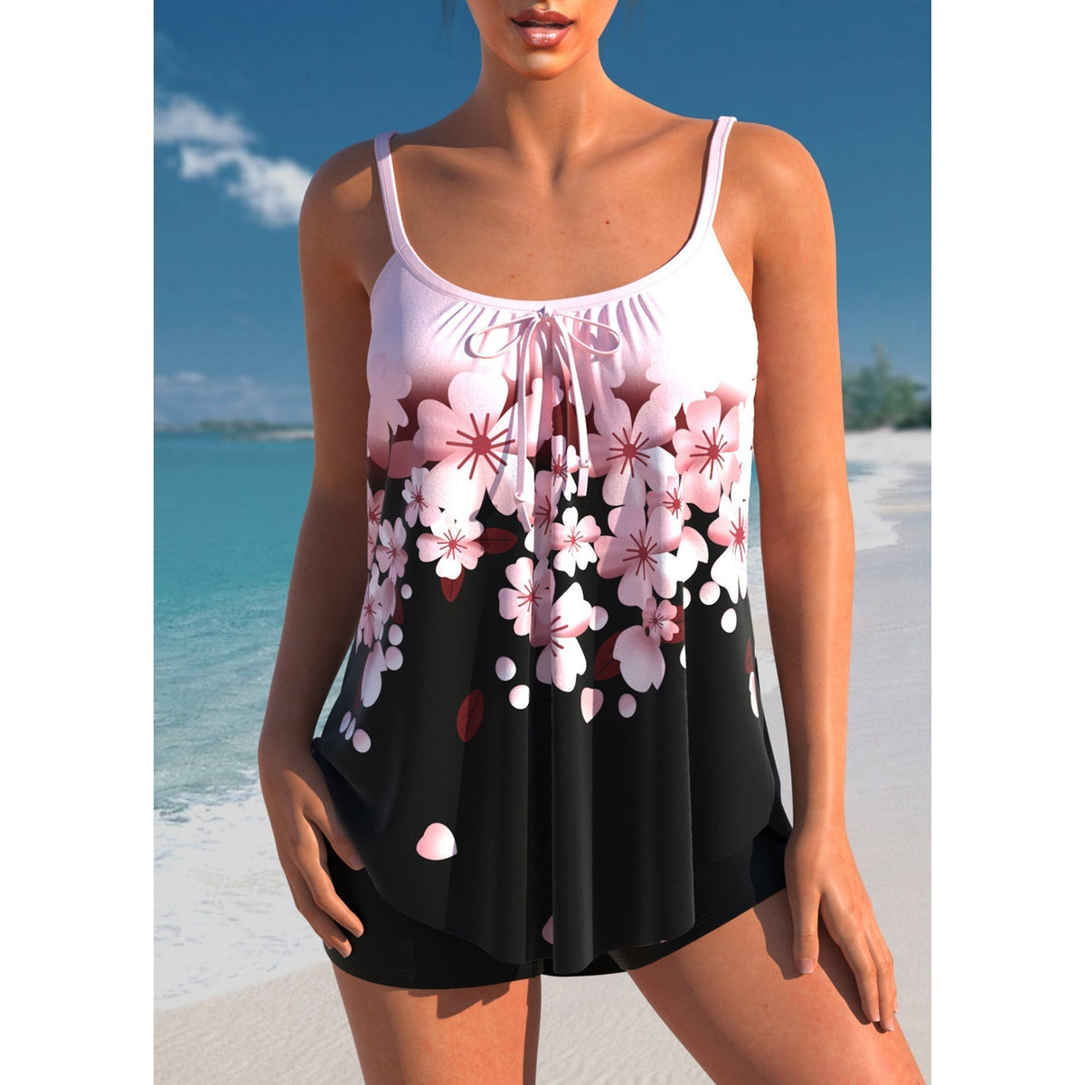 Alessia | Women's High-Waist Tie Tankini – Beach & Poolside