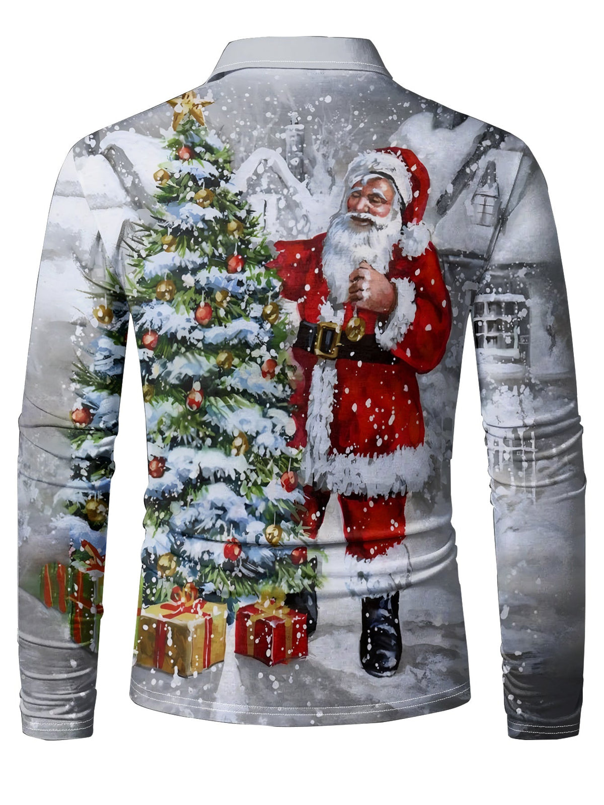 Brock | Men's Christmas Blouse Button-Neck Long Sleeve Polo
