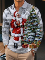 Brock | Men's Christmas Blouse Button-Neck Long Sleeve Polo