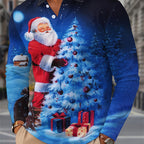 Brock | Men's Christmas Blouse Button-Neck Long Sleeve Polo