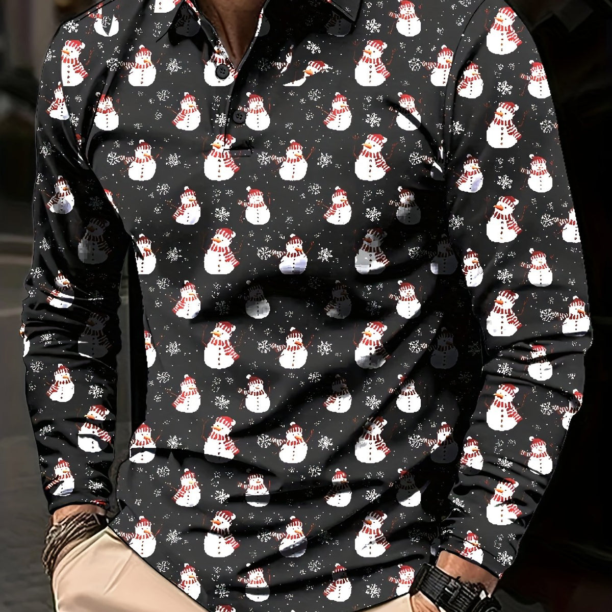 Rutger | Men's Christmas Blouse Printed Button-Up Shirt