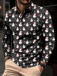 Rutger | Men's Christmas Blouse Printed Button-Up Shirt